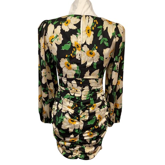 ASTR Black Floral Long Sleeve Ruched Mini Dress Size S - Picture 3 of 7